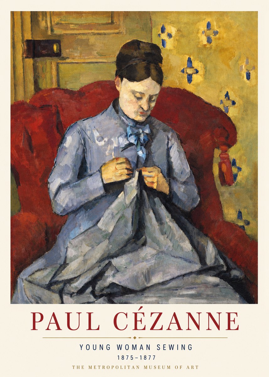 Paul Cézanne Young Woman Sewing No4 - Poster