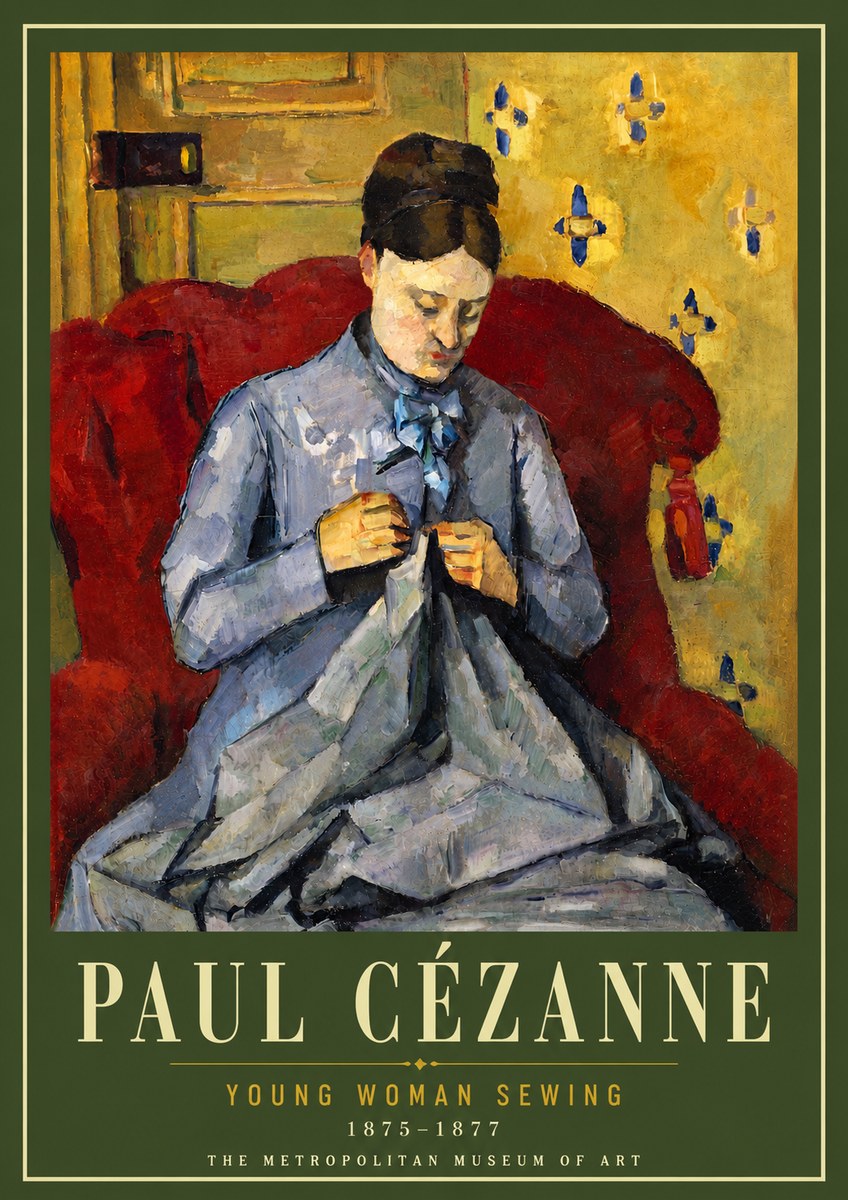 Paul Cézanne Young Woman Sewing No6 - Poster