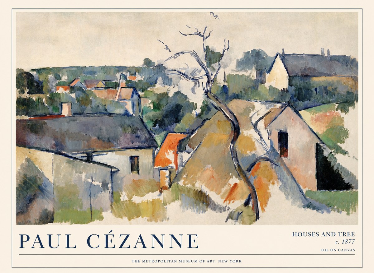 Paul Cézanne Houses and Tree No1 - Poster