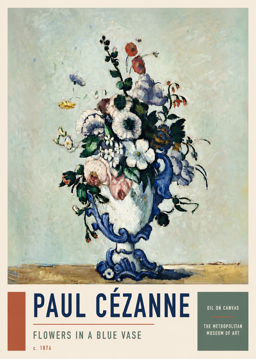 Paul Cézanne Flowers in a Blue Vase No5 - Poster