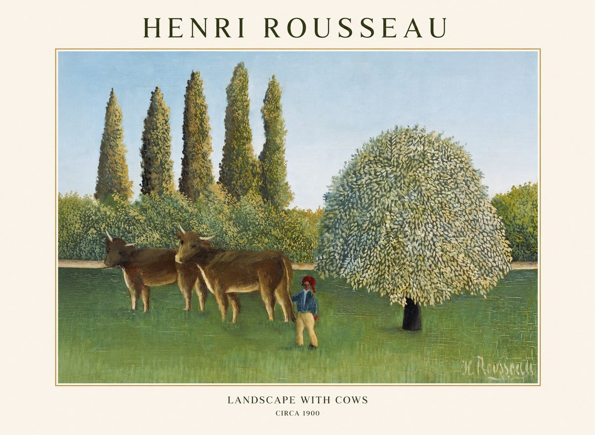 Rousseau Landscape with Cows No1 - Poster