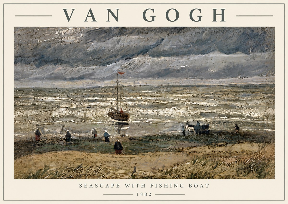 Van Gogh Seascape with Fishing Boat No6 - Poster