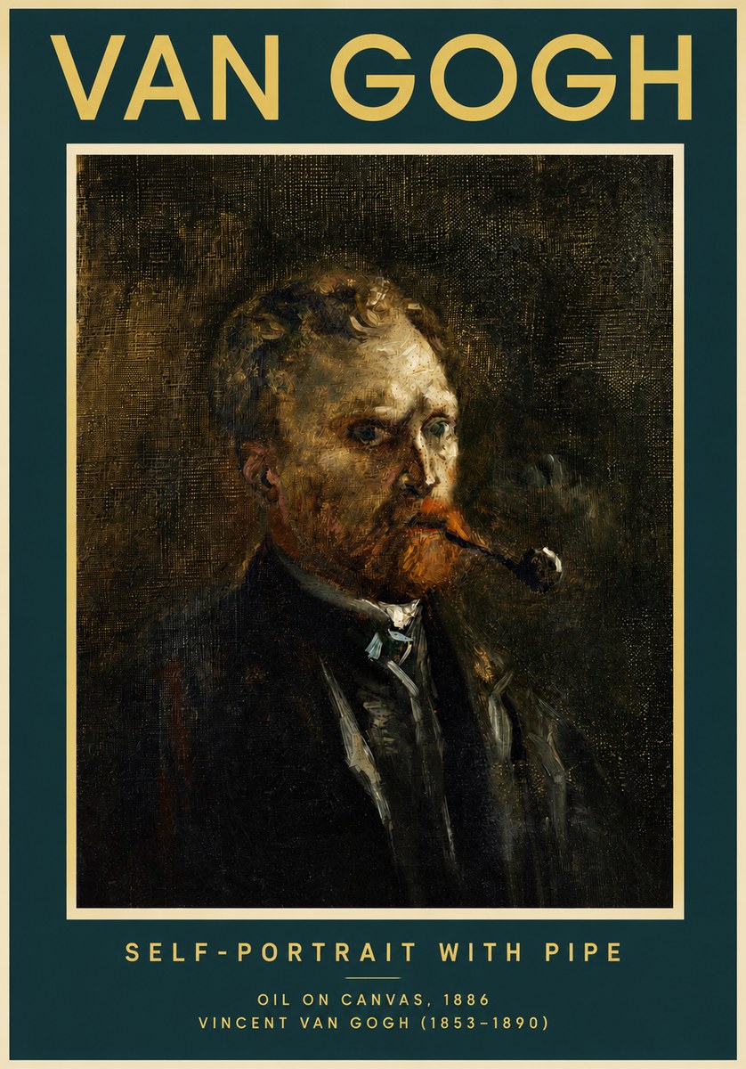 Van Gogh Self-portrait with Pipe No3 - Poster