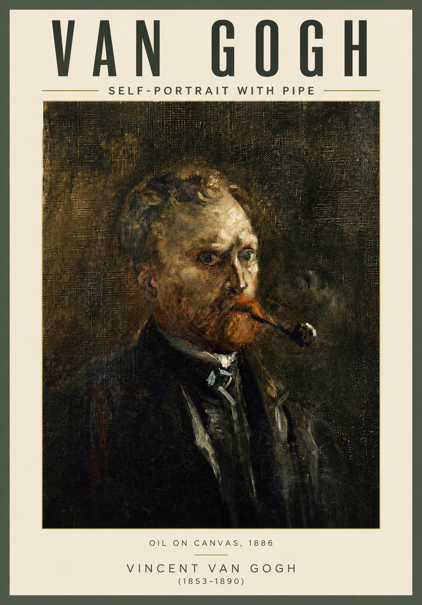 Van Gogh Self-portrait with Pipe No4 - Poster