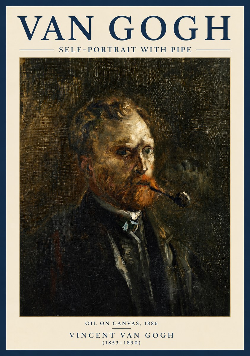 Van Gogh Self-portrait with Pipe No6 - Poster