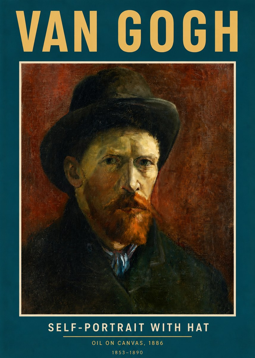 Van Gogh Self-portrait with Hat No3 - Poster