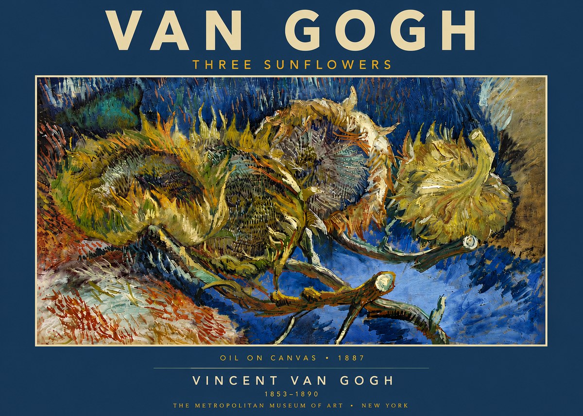 Van Gogh Three Sunflowers No5 - Poster