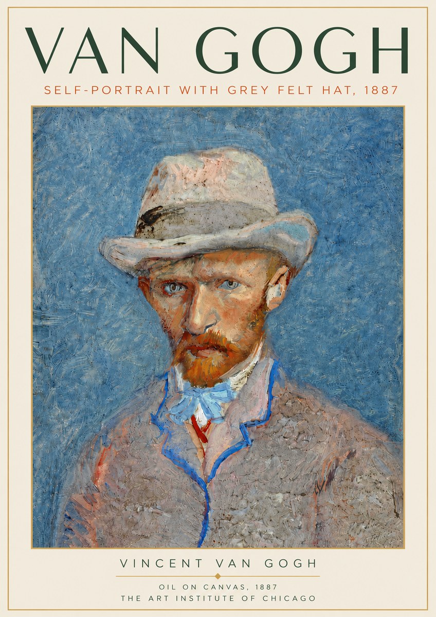 Van Gogh Self-portrait with Grey Felt Hat II No5 - Poster