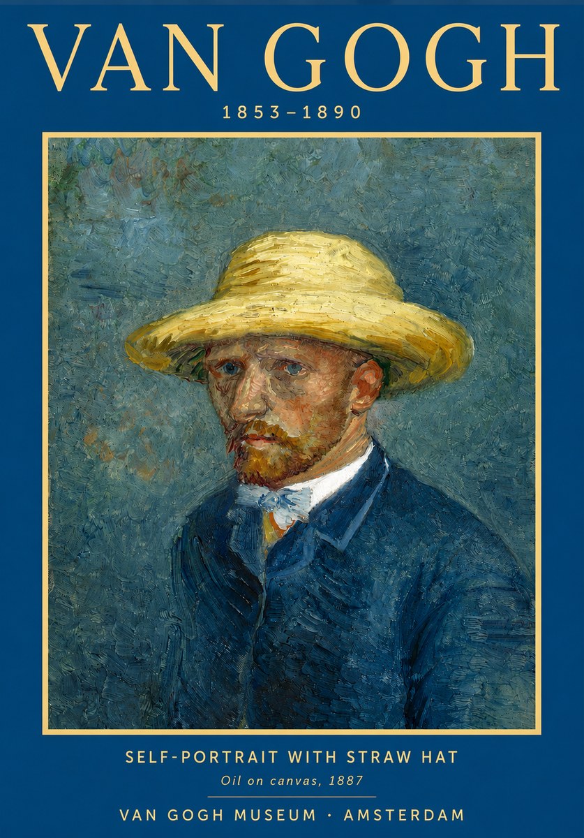 Van Gogh Self-portrait with Straw Hat III No3 - Poster