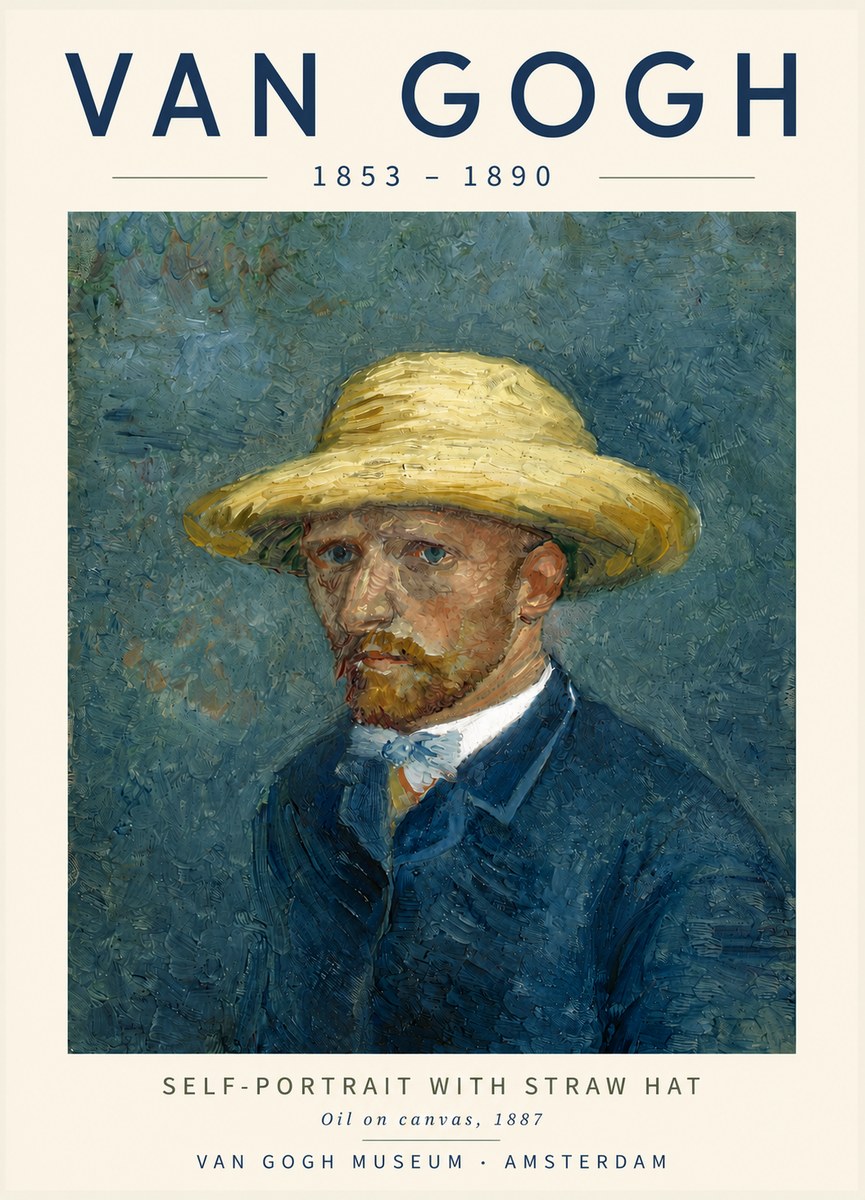 Van Gogh Self-portrait with Straw Hat III No4 - Poster