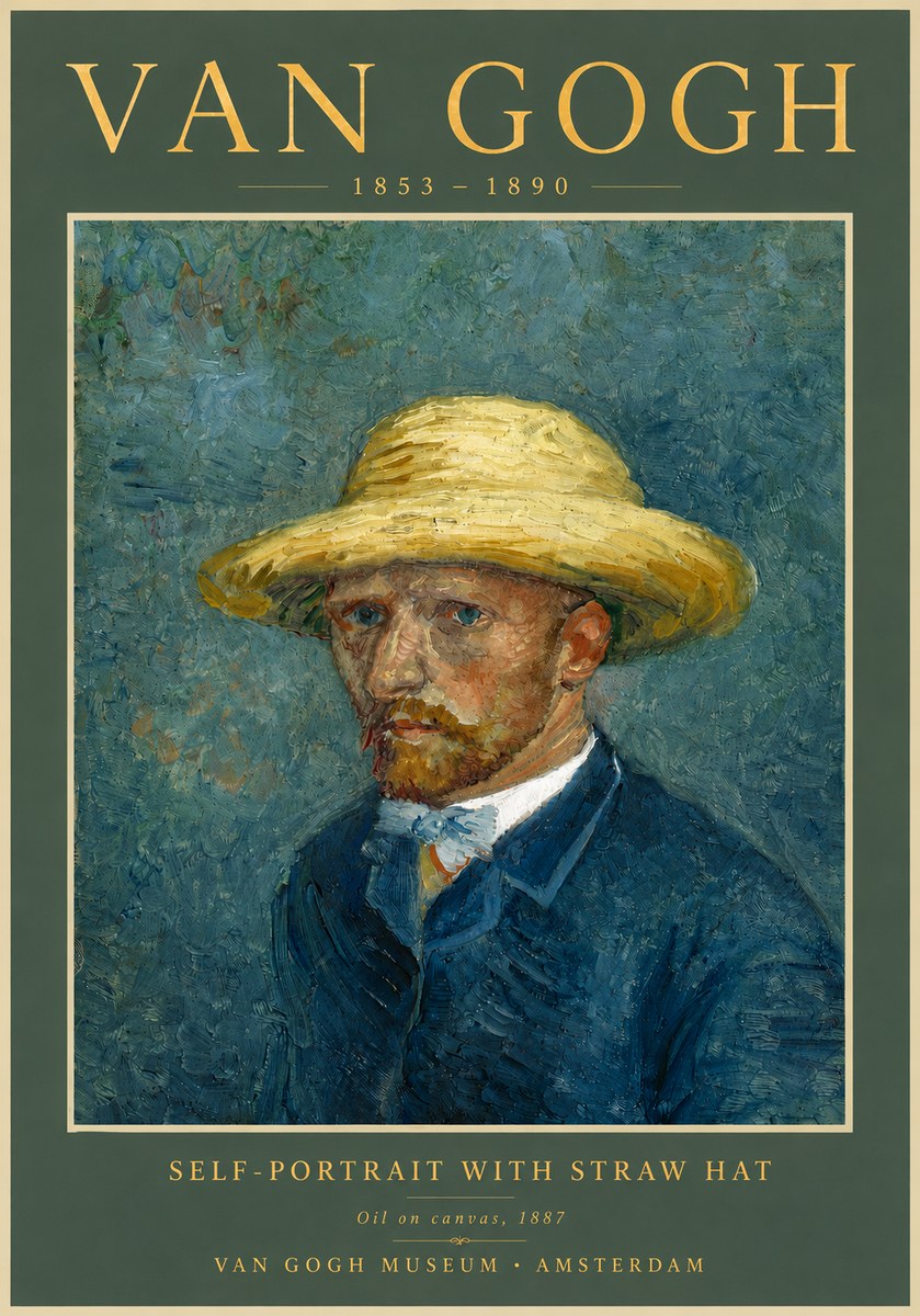 Van Gogh Self-portrait with Straw Hat III No5 - Poster