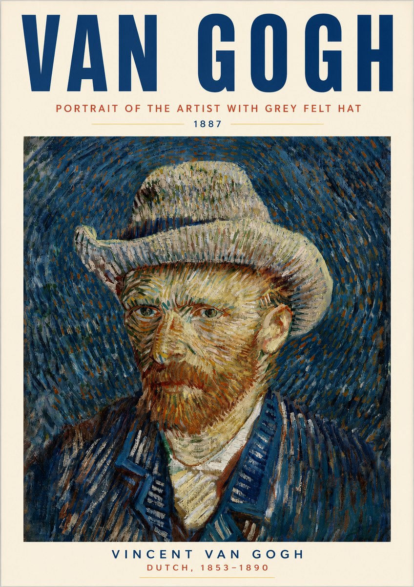 Van Gogh Portrait of the Artist with Grey Felt Hat No3 - Poster