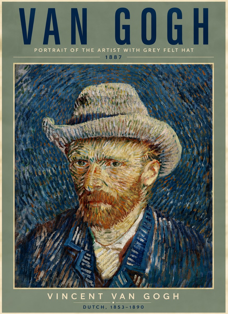 Van Gogh Portrait of the Artist with Grey Felt Hat No5 - Poster