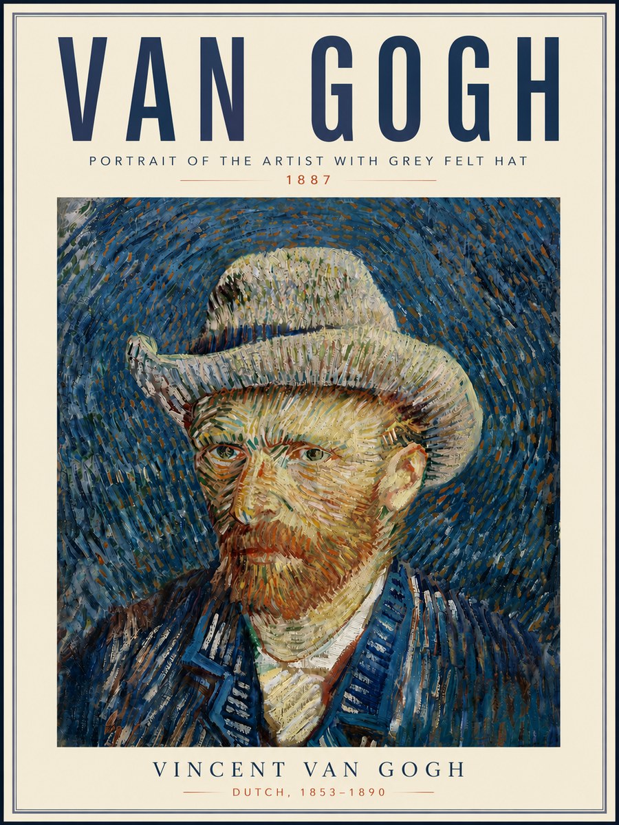 Van Gogh Portrait of the Artist with Grey Felt Hat No6 - Poster