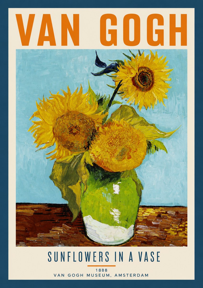 Van Gogh Sunflowers in a Vase No3 - Poster