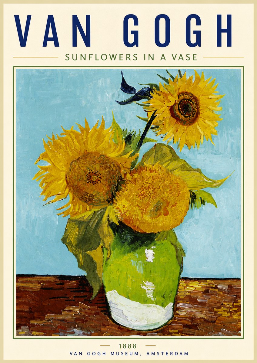Van Gogh Sunflowers in a Vase No6 - Poster