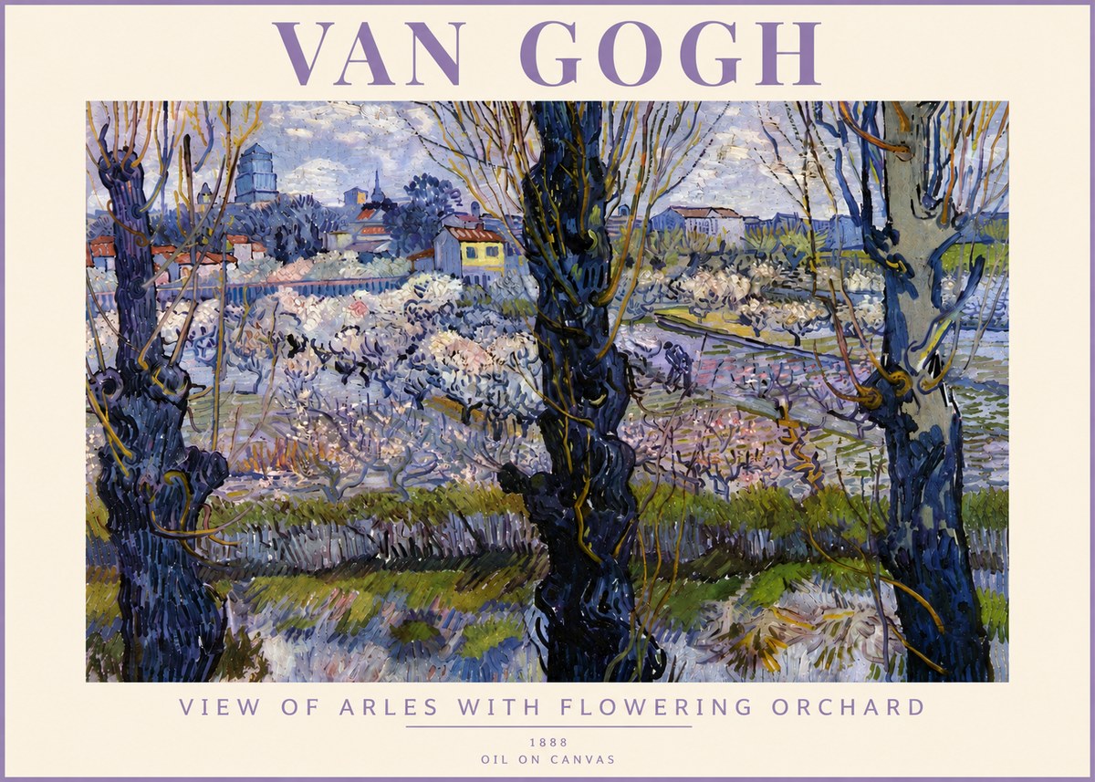 Van Gogh View of Arles with Flowering Orchard No5 - Poster