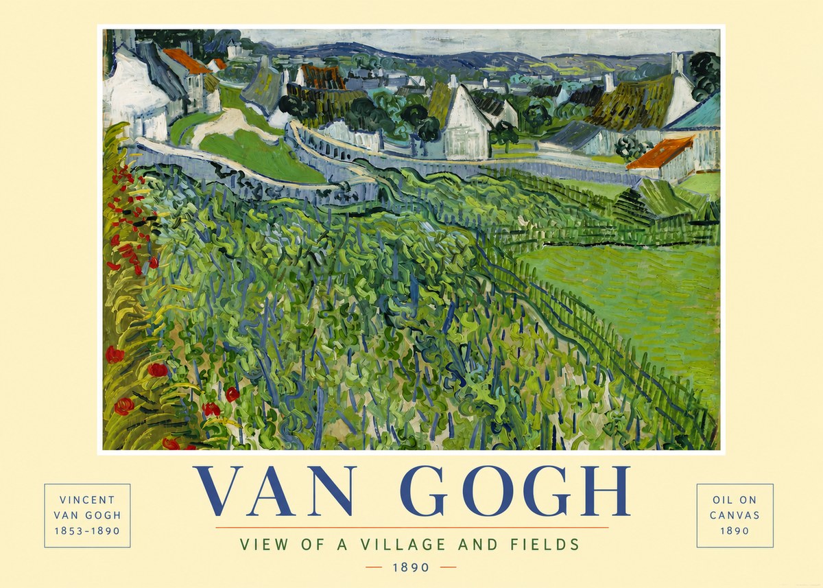 Van Gogh View of a Village and Fields No6 - Poster