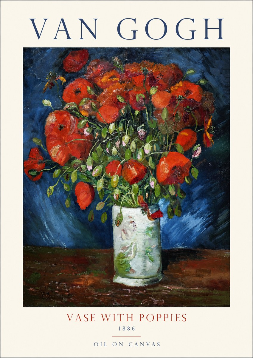 Van Gogh Vase with Poppies No1 - Poster