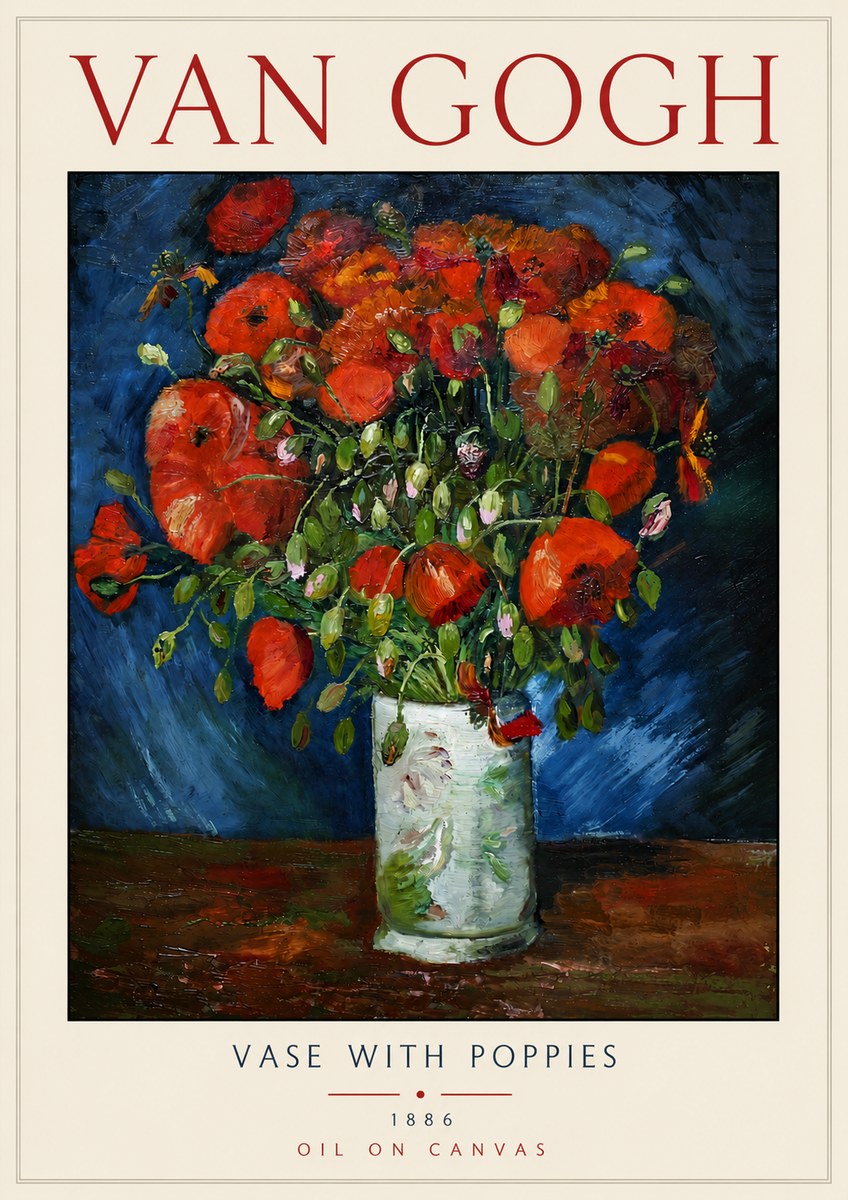 Van Gogh Vase with Poppies No4 - Poster