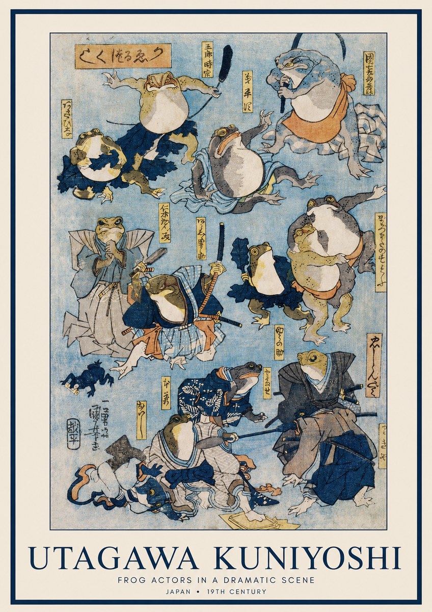 Utagawa Kuniyoshi Frog Actors in a Dramatic Scene No1 - Poster