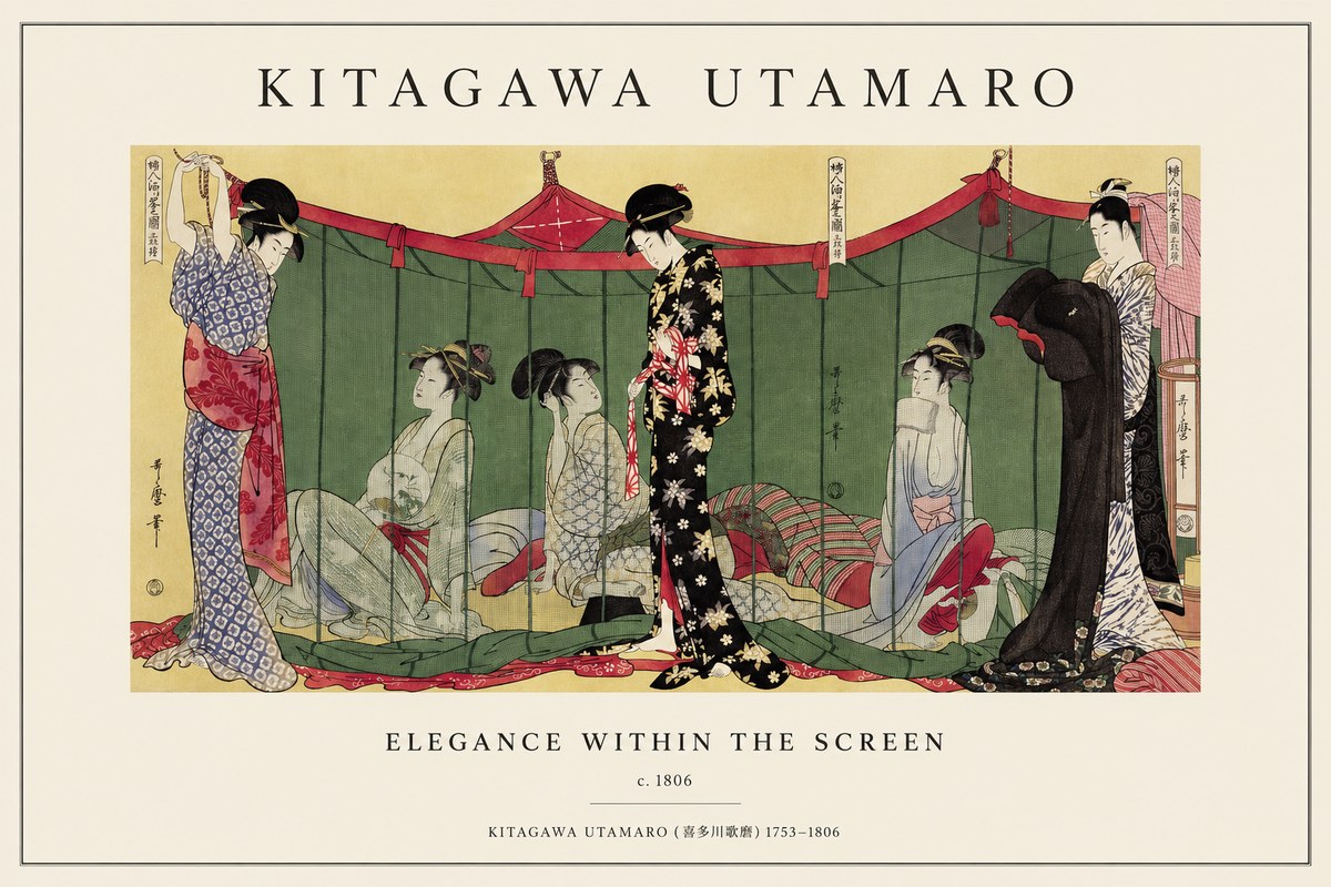 Kitagawa Utamaro Elegance Within the Screen No1 - Poster