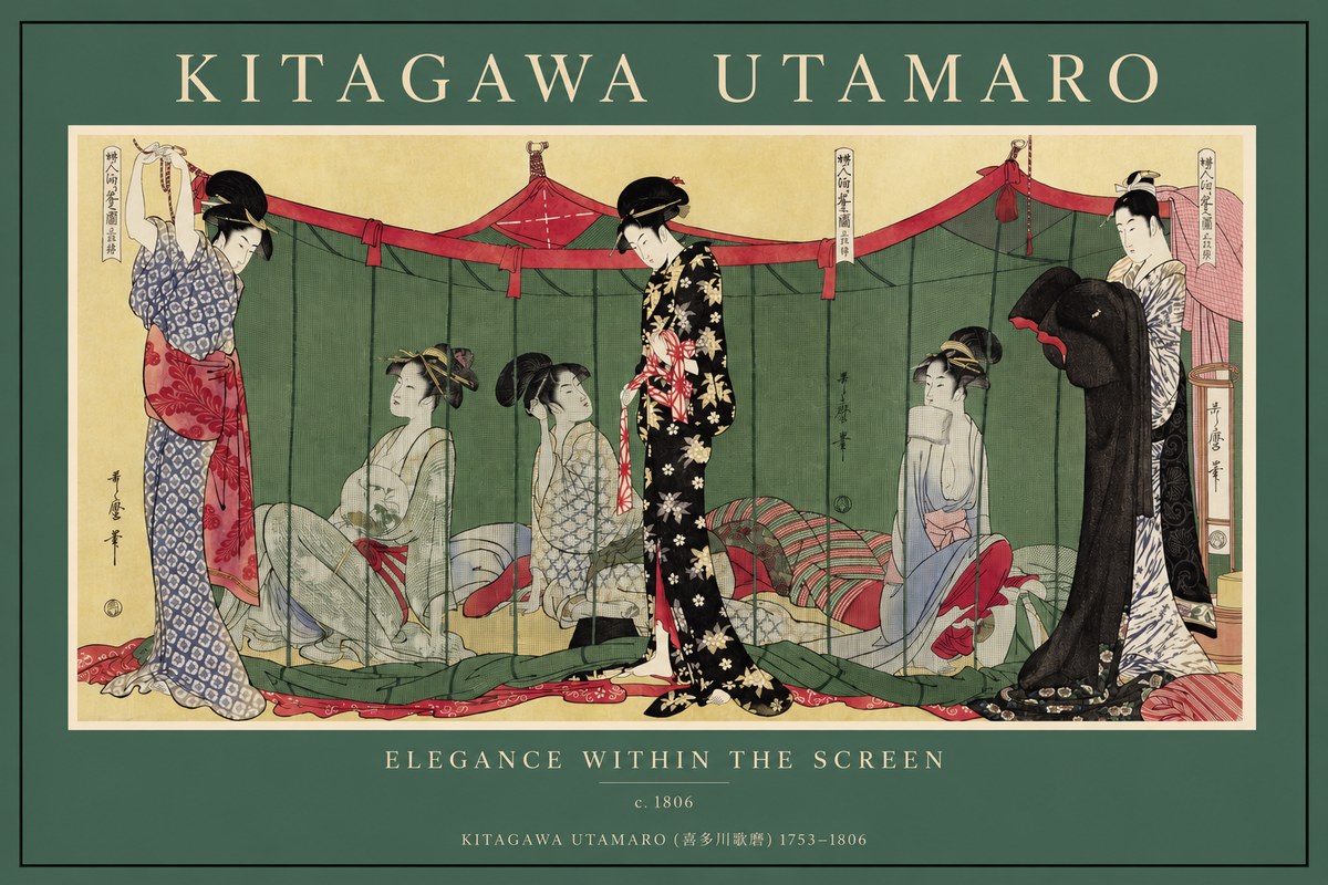 Kitagawa Utamaro Elegance Within the Screen No2 - Poster
