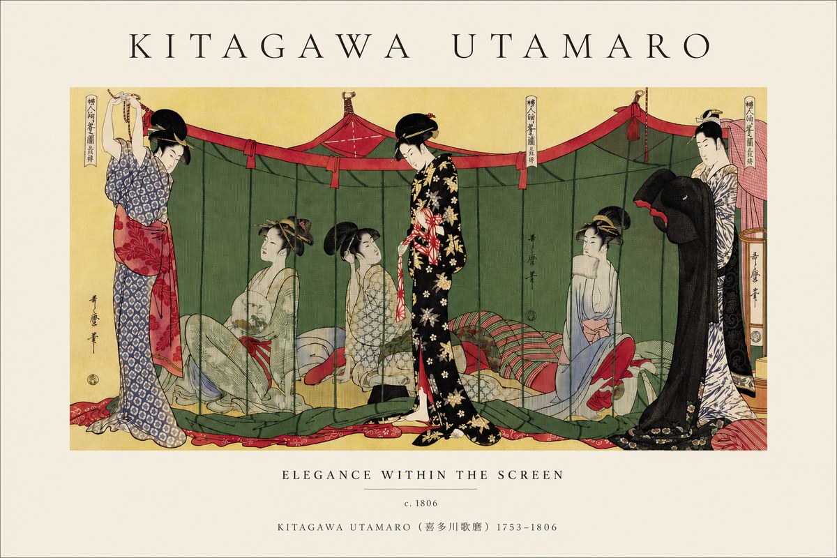 Kitagawa Utamaro Elegance Within the Screen No3 - Poster