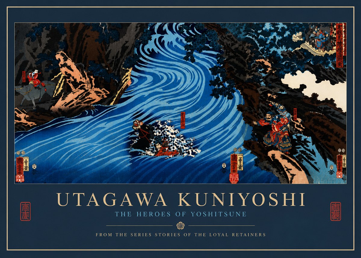 Utagawa Kuniyoshi The Heroes of Yoshitsune No5 - Poster