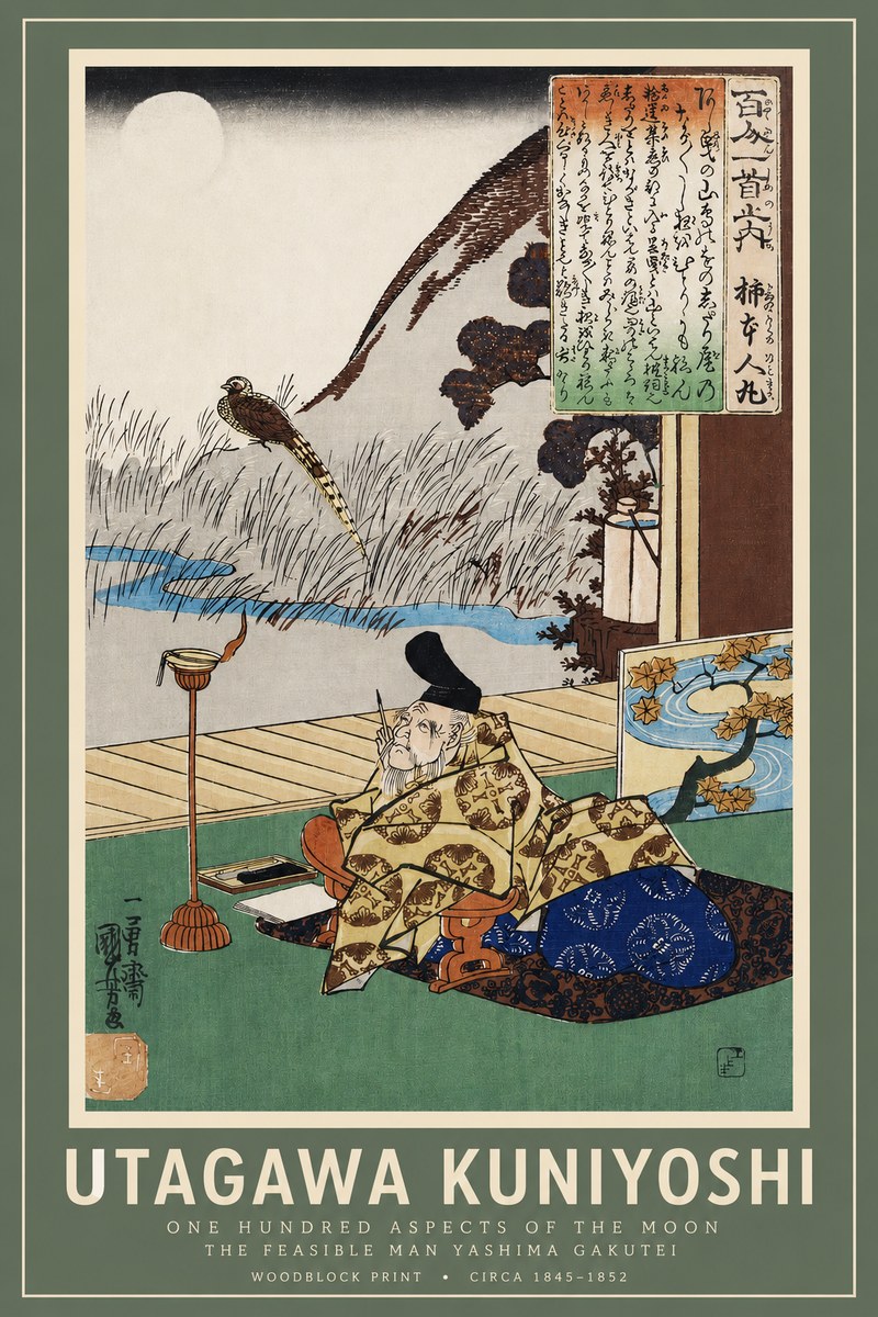 Utagawa Kuniyoshi The Feasible Man Yashima Gakutei No2 - Poster