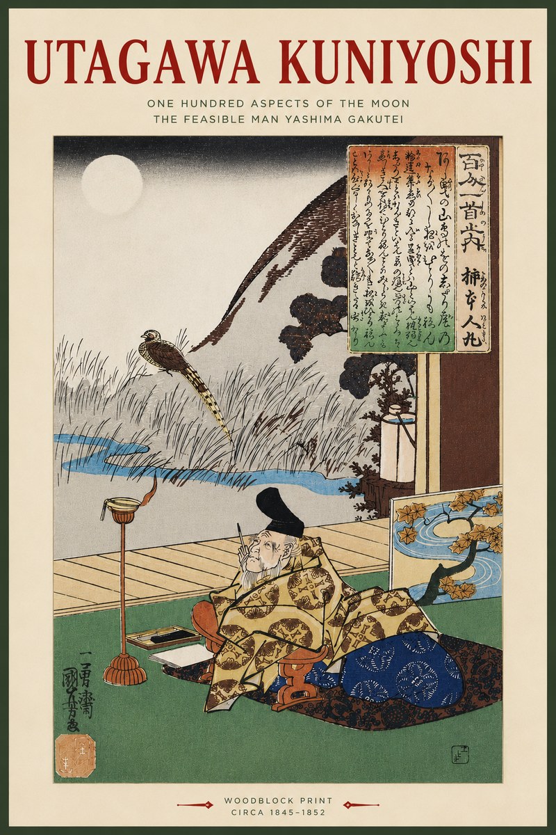 Utagawa Kuniyoshi The Feasible Man Yashima Gakutei No4 - Poster