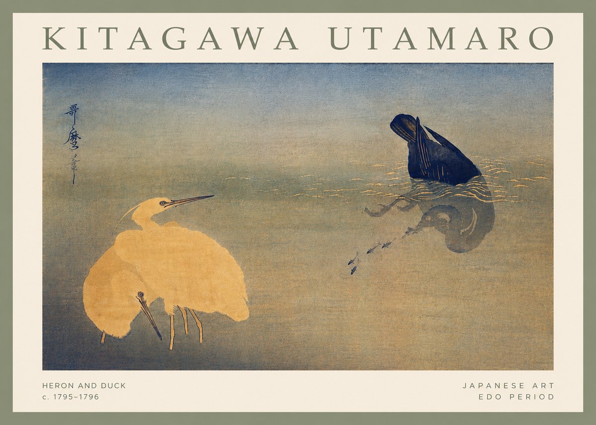 Kitagawa Utamaro Heron and Duck No4 - Poster