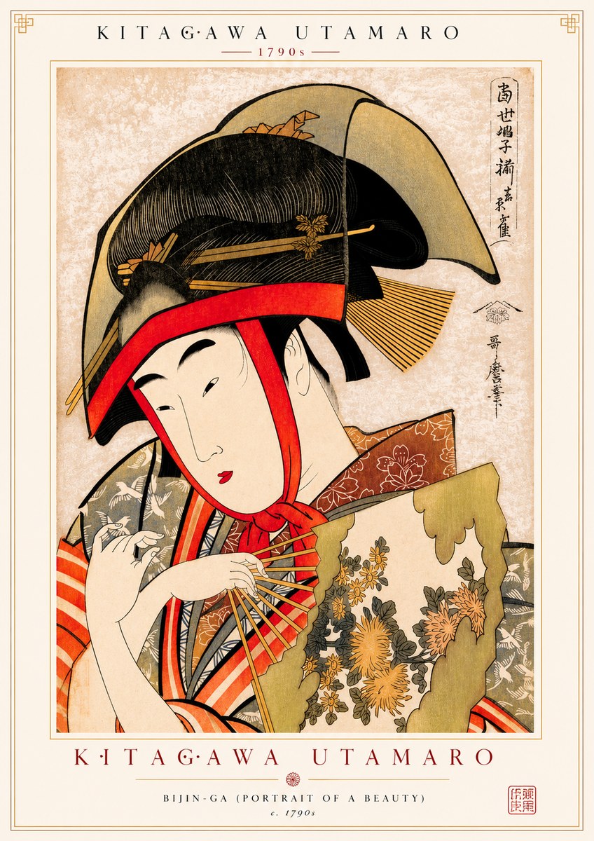 Kitagawa Utamaro Beauty with a Fan I No2 - Poster