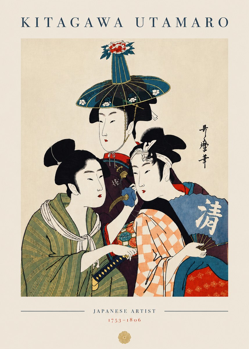 Kitagawa Utamaro Three Beauties No6 - Poster