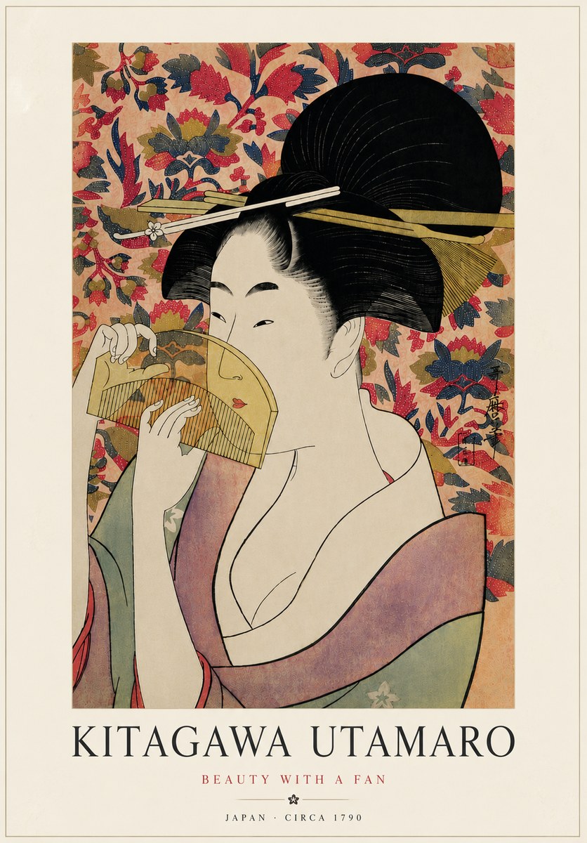 Kitagawa Utamaro Beauty with a Fan II No6 - Poster