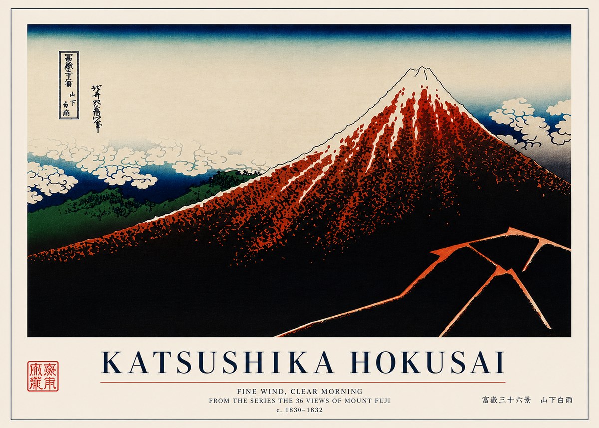 Katsushika Hokusai Fine Wind, Clear Morning No7 - Poster
