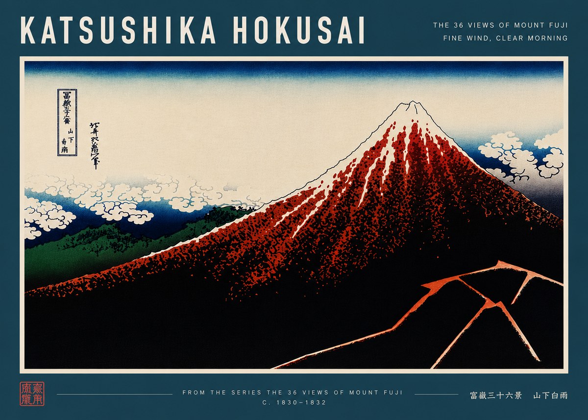 Katsushika Hokusai Fine Wind, Clear Morning No8 - Poster