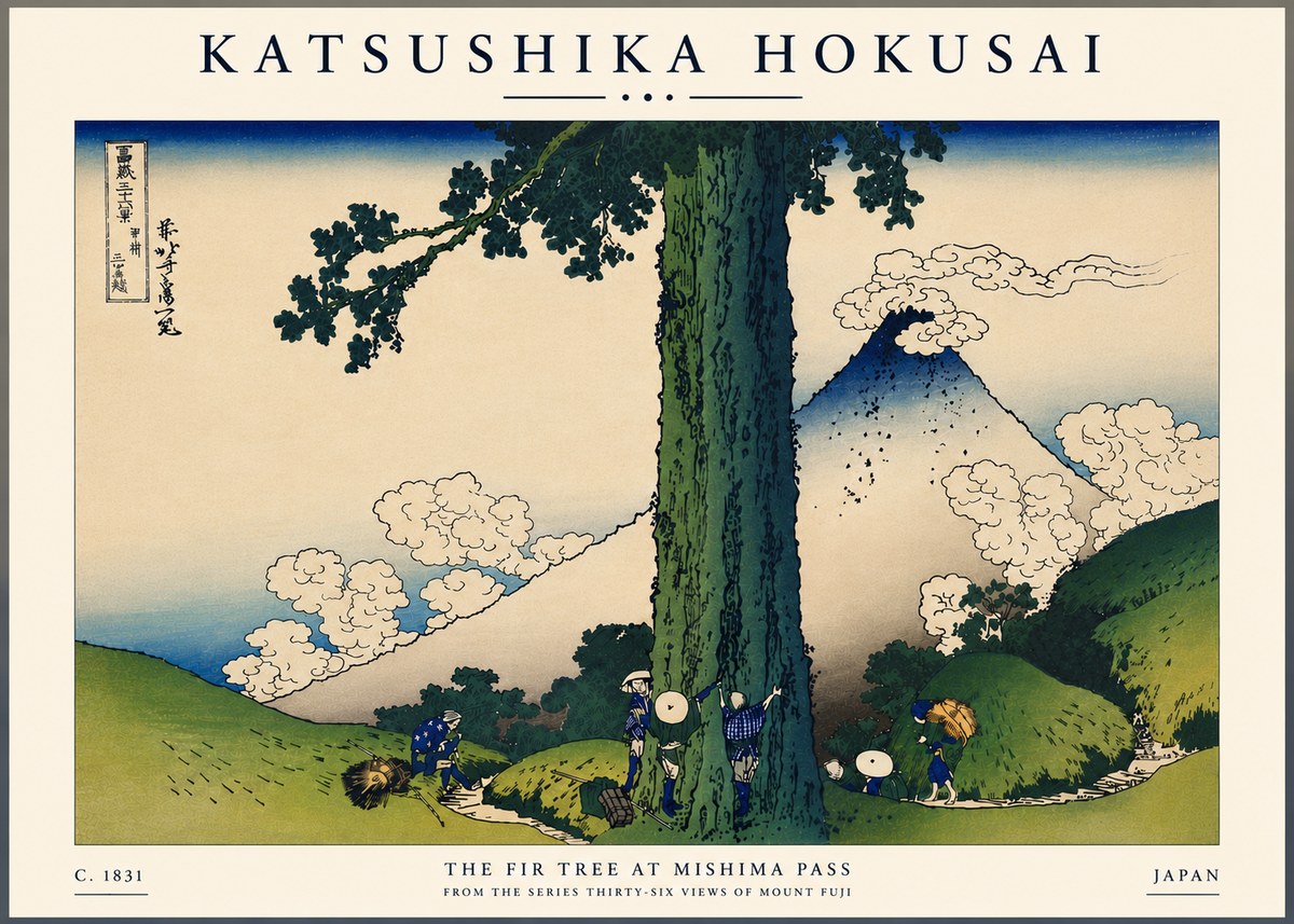 Katsushika Hokusai The Fir Tree at Mishima Pass No7 - Poster
