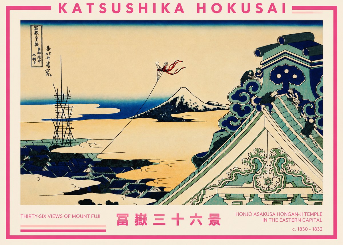 Katsushika Hokusai Honjo Asakusa Hongan-ji Temple in the Eastern Capital No5 - Poster