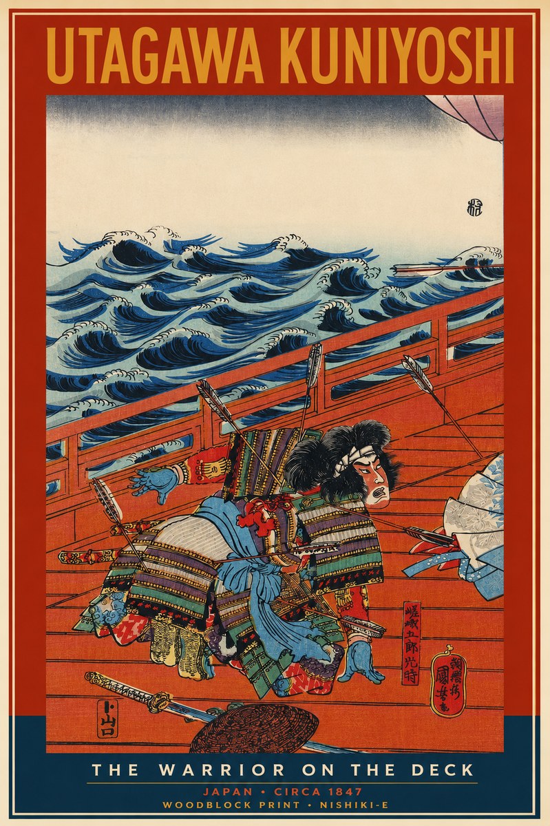 Utagawa Kuniyoshi The Warrior on the Deck No2 - Poster