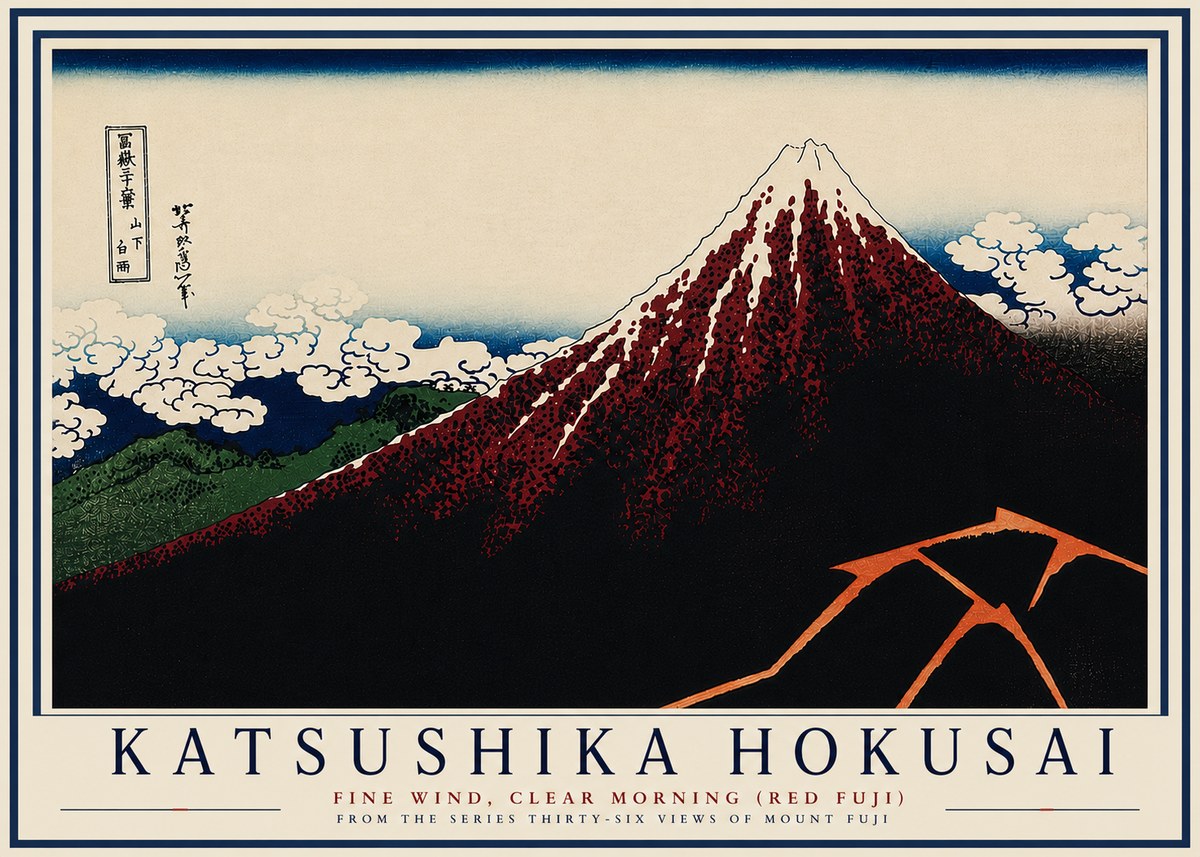 Katsushika Hokusai Fine Wind, Clear Morning (Red Fuji) II No7 - Poster