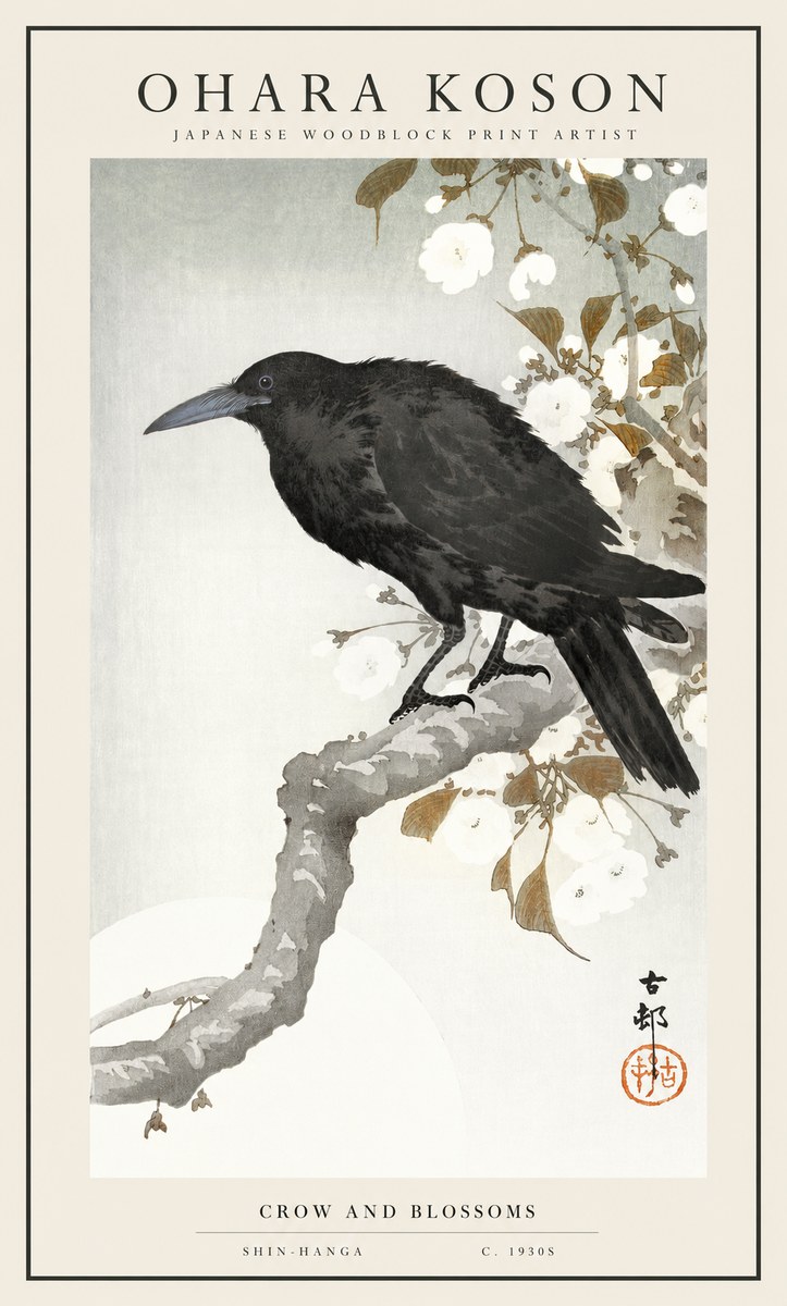 Ohara Koson Crow and Blossoms I No1 - Poster