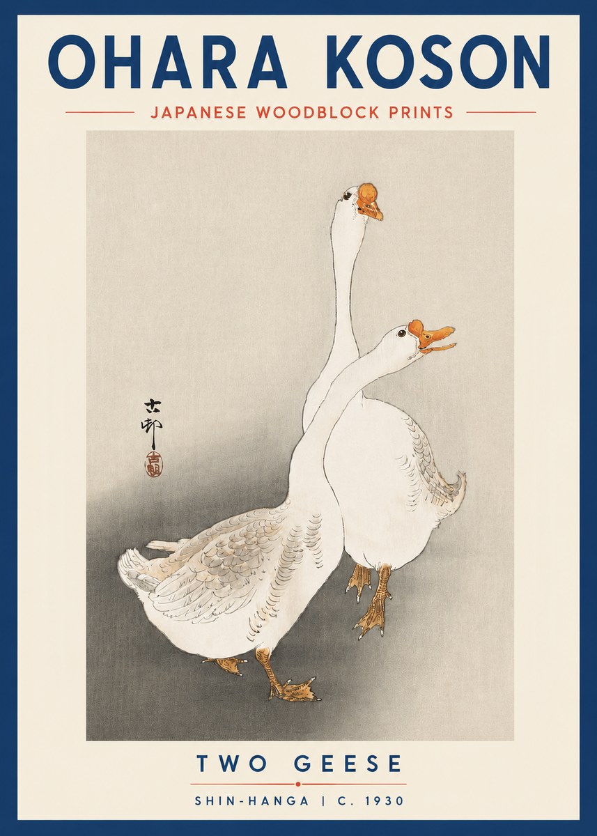 Ohara Koson Two Geese No3 - Poster