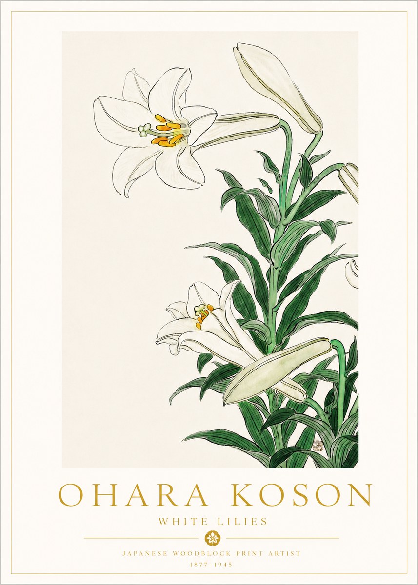 Ohara Koson White Lilies No3 - Poster