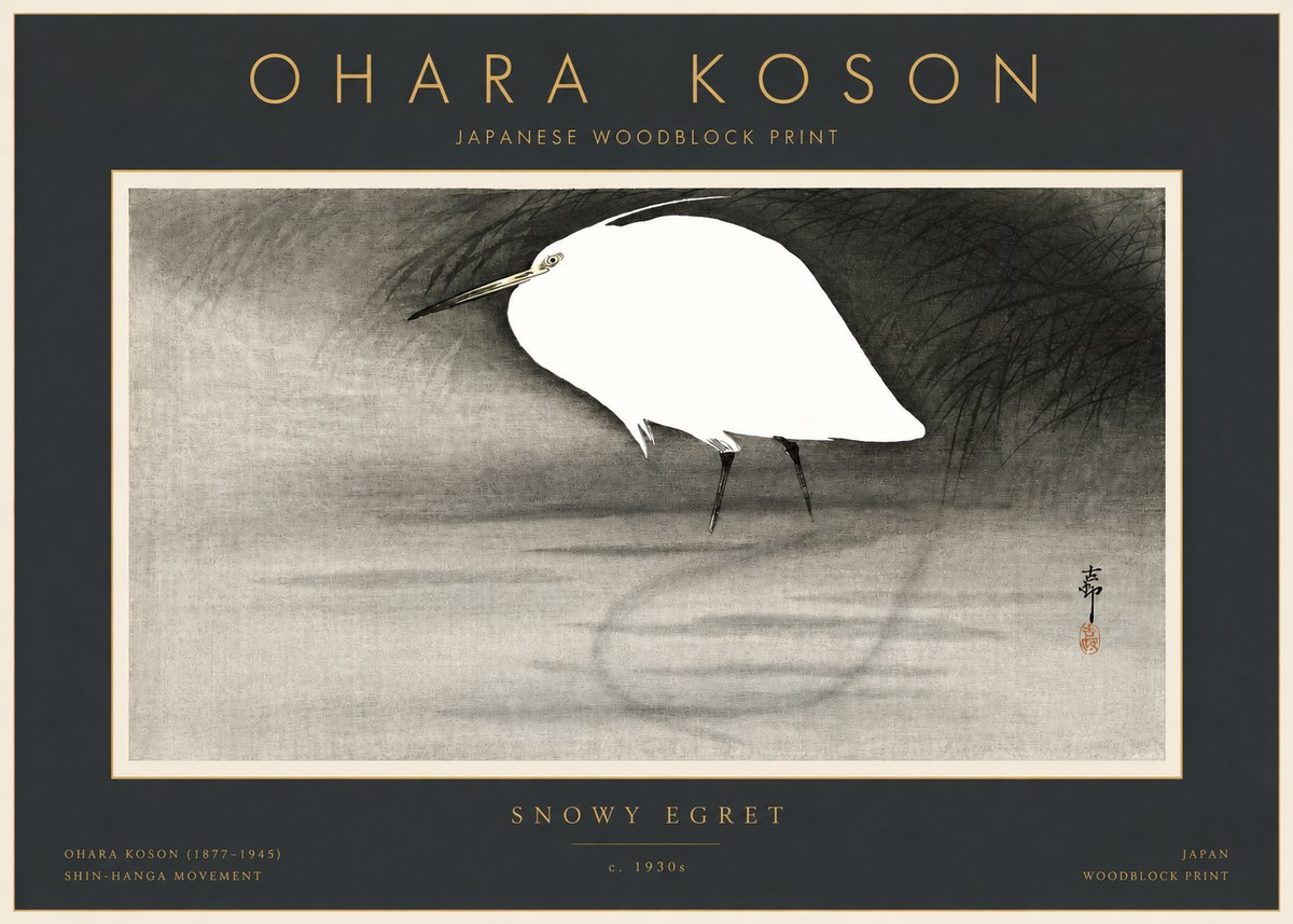 Ohara Koson Snowy Egret No2 - Poster