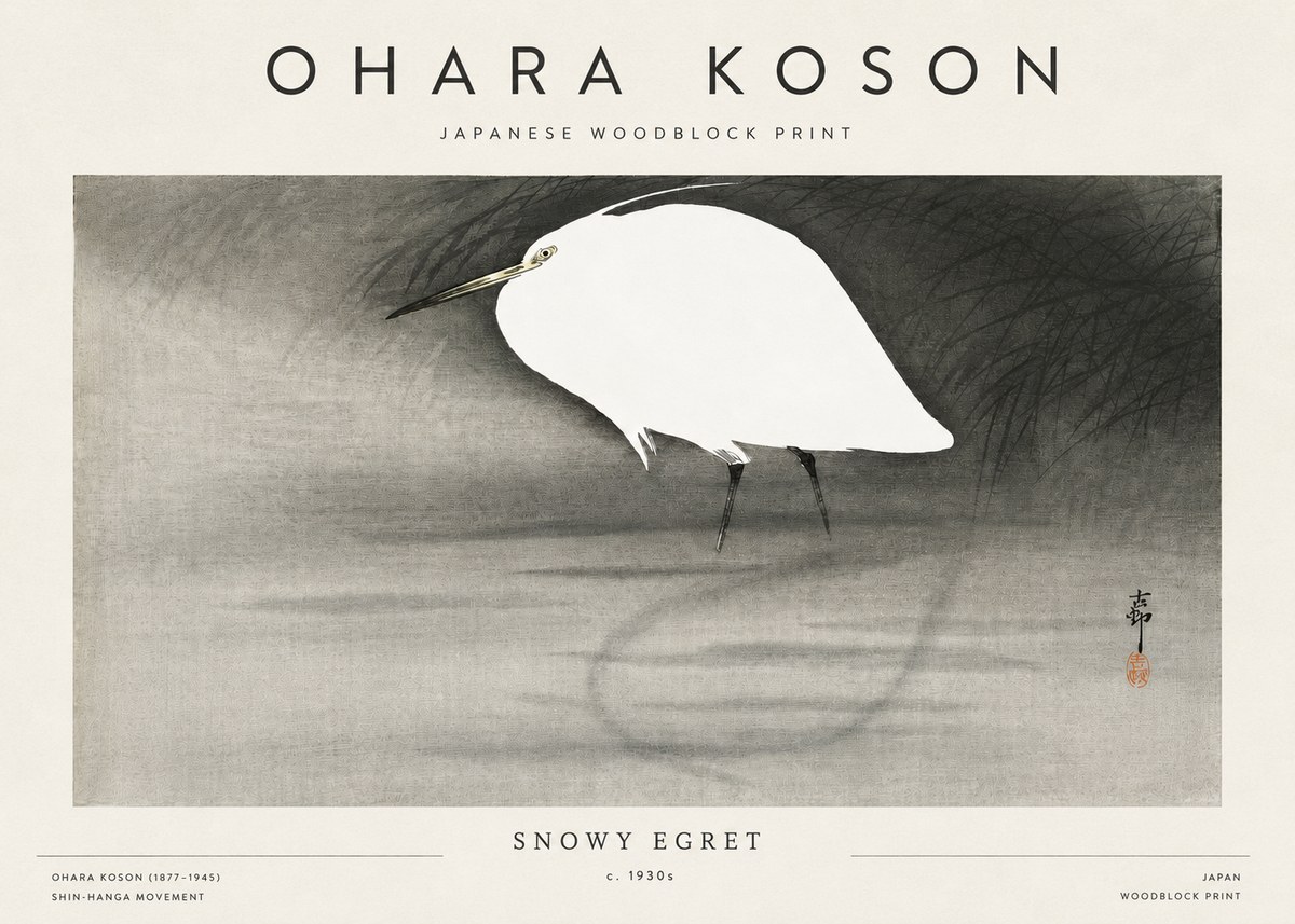 Ohara Koson Snowy Egret No3 - Poster