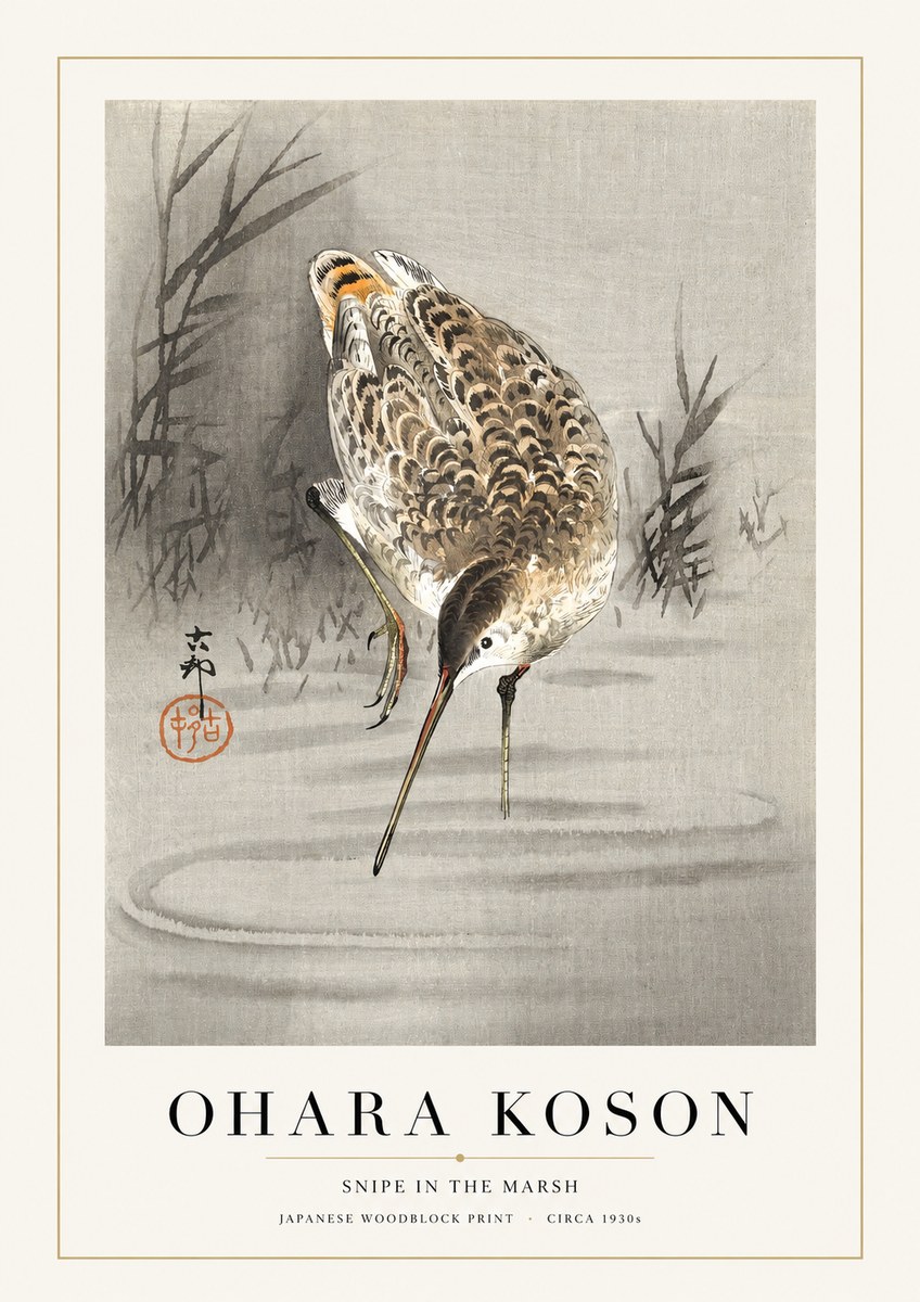 Ohara Koson Snipe in the Marsh No1 - Poster
