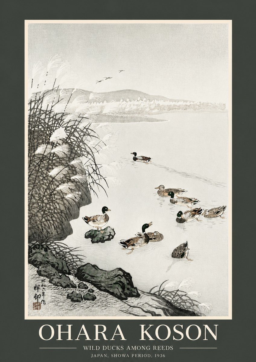 Ohara Koson Wild Ducks Among Reeds No2 - Poster