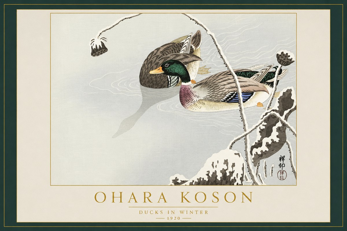 Ohara Koson Ducks in Winter No2 - Poster