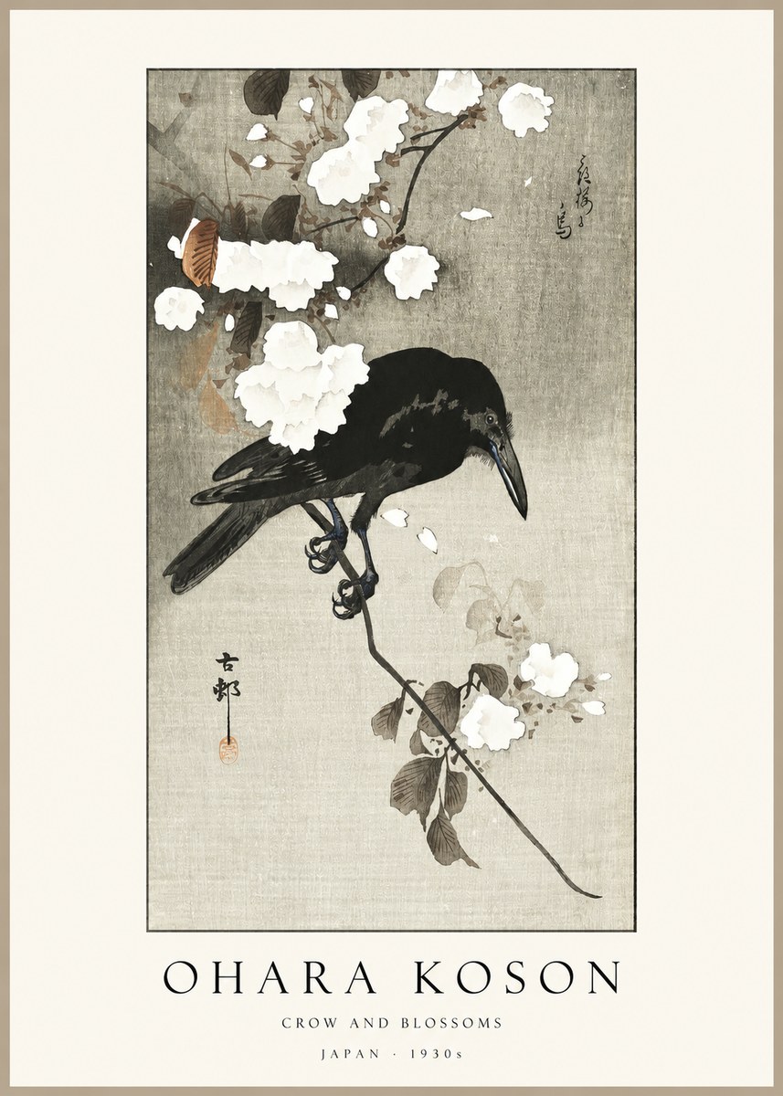 Ohara Koson Crow and Blossoms II No1 - Poster